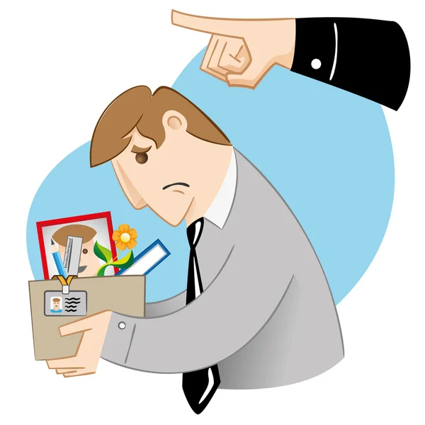 Pessoa profissional executiva Ilustração sendo demitida, enviada. Ideal para treinamento de catálogos institucionais e informativos —  Vetores de Stock