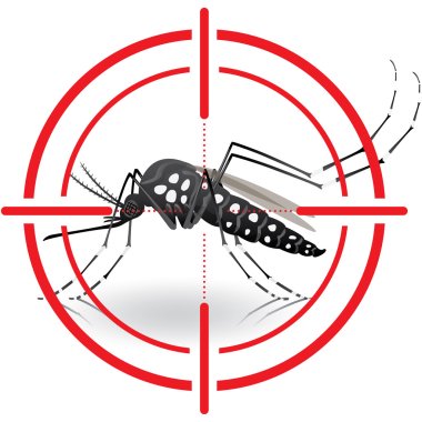 Nature, Aedes aegypti mosquitoes with stilt target. sights signal. Ideal for informational and institutional related sanitation and care clipart