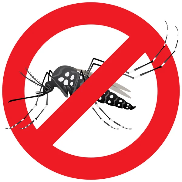 Nature, Aedes aegypti mosquitoes stilt with forbidden sign. Ideal for informational and institutional related sanitation and care — Stock Vector