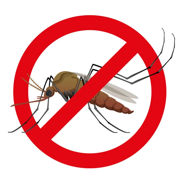 Natureza, mosquitos stilt com sinal proibido. Ideal para saneamento e cuidados informativos e institucionais —  Vetores de Stock