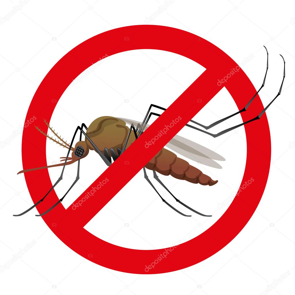 Nature, mosquitoes stilt with prohibited sign. Ideal for informational and institutional related sanitation and care