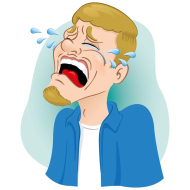 Luly mascot illustration crying, shedding tears. Ideal for catalogs, informational and institutional material