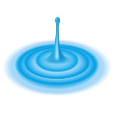 Illustration of a drop of water on waves propagating in the liquid surface. Ideal for catalogs, informational and institutional material