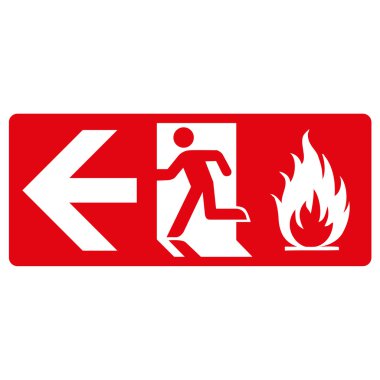 red signpost, fire output from the left. Ideal for visual communication and institutional materials