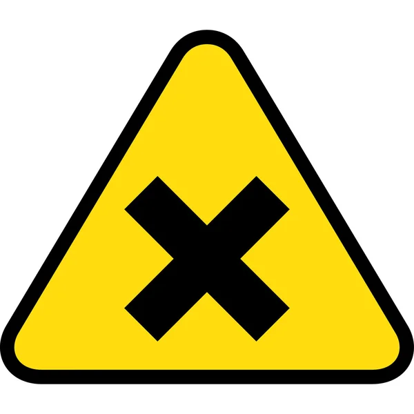 Yellow triangle sign board, close, X. Ideal for visual communication and institutional materials — Stock vektor