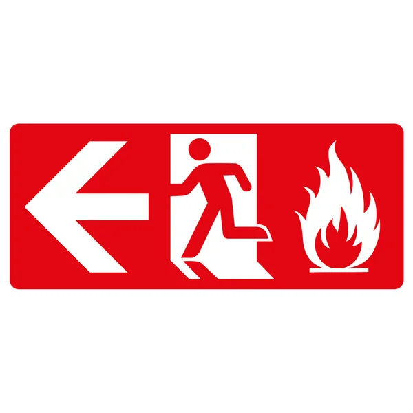 Panneau rouge, sortie de feu de gauche. Idéal pour la communication visuelle et les documents institutionnels — Image vectorielle