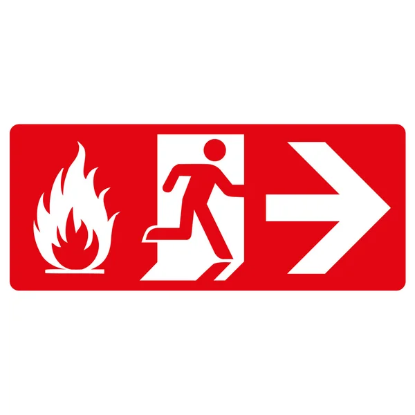 Red signpost, fire output, on the right. Ideal for visual communication and institutional materials — Stok Vektör