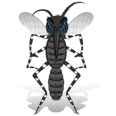 Aedes aegypti sivrisinek maskot Uzunbacak açık. Bilgi ve kurumsal ilgili sağlık ve bakım için idealdir