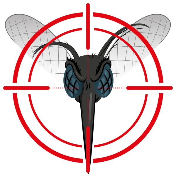 Природа, Aedes aegypti Mosquito с прицельным сигналом или мишенью, фронт. Идеально подходит для информационной и институциональной санитарии и ухода — стоковый вектор