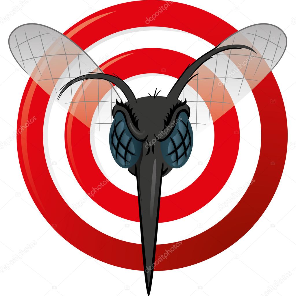 Nature, Aedes aegypti Mosquito with stilt sights signal or target, Front head. Ideal for informational and institutional related sanitation and care