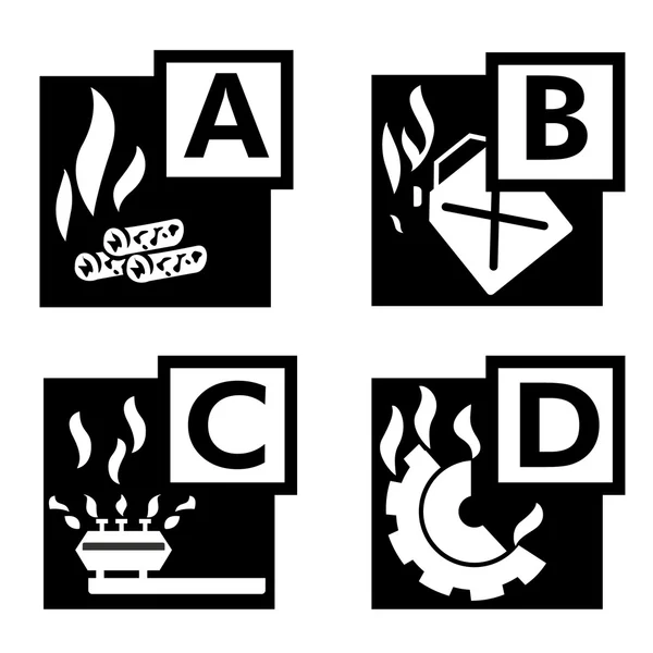Iconen van ontvlambare of brand. Ideaal voor institutionele materialen en opleiding — Stockvector