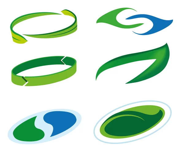 持続可能性のアイコンまたはシンボル, 緑の葉と水滴のバランス.情報・制度関連の生態・環境に最適 — ストックベクタ
