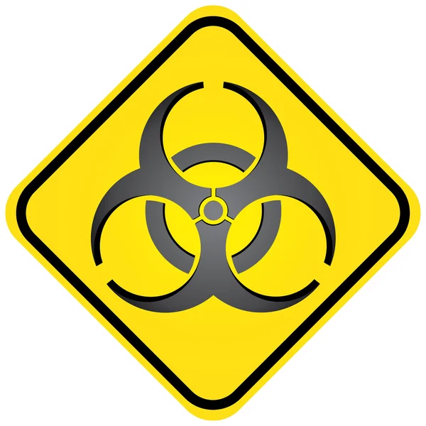 Quadratische Verkehrszeichen, Symbol Biohazard, Krankenhaus und Chemieabfälle. ideal für visuelle Kommunikation und institutionelle Materialien — Stockvektor