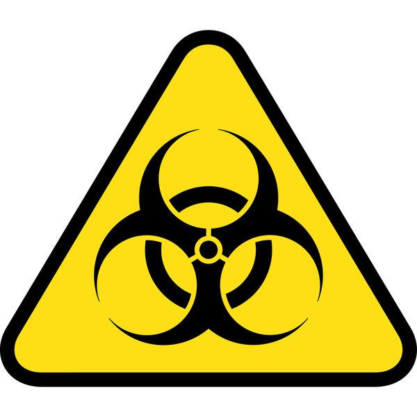 треугольный дорожный знак, иконка биологической опасности, больница и химические отходы. Идеально подходит для визуальной коммуникации и институциональных материалов
