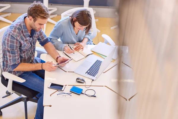 Erkek ve famale öğrenciler bir proje üzerinde çalışıyor meşgul