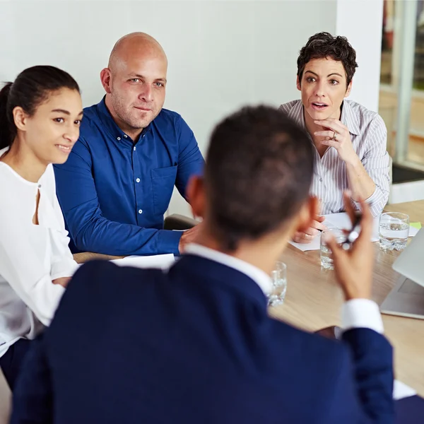 Successful entrepreneurs busy discussing — Stock Photo, Image