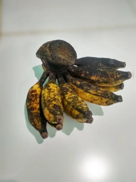 Banana Preta Amarela Fruta Que Está Madura Doce — Fotografia de Stock