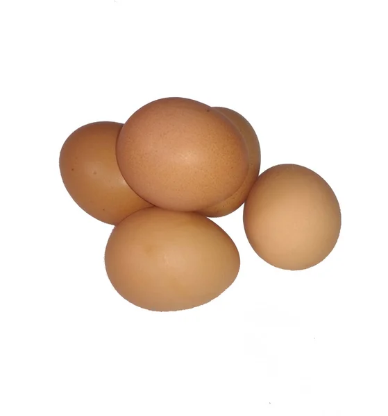Sırayla beş tavuk yumurtası.