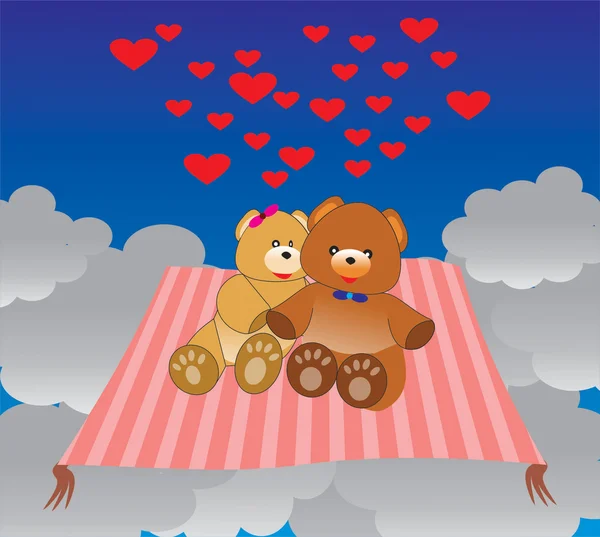 Oyuncak ayı uçan bir halı ile