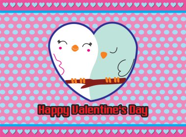 Kuşlar Sevgililer kartı