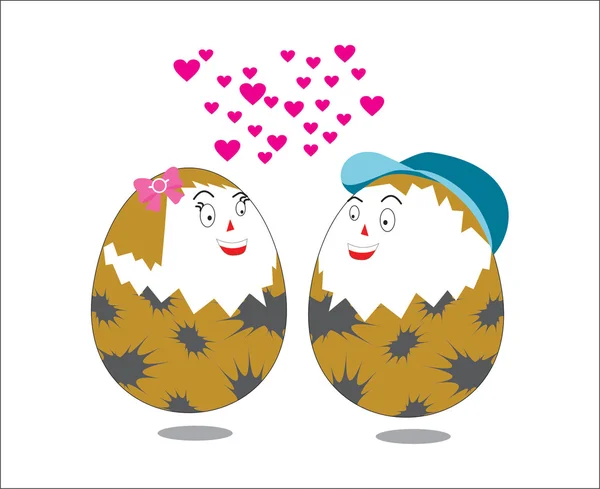 Happy couple quail egg — Stock Vector