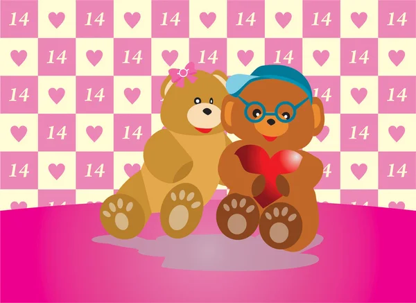 Glückliches Paar Teddybär Valentin — Stockvektor