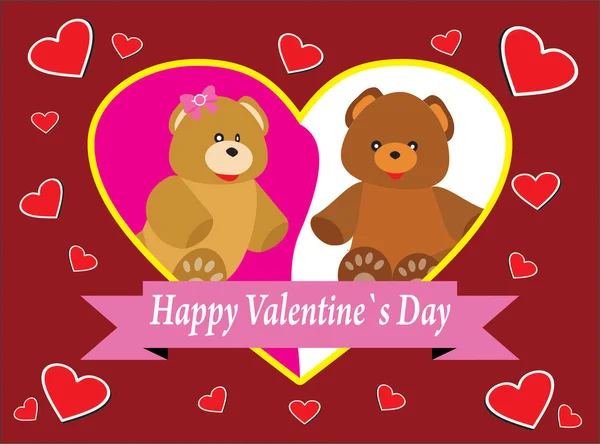 Gelukkige paar teddybeer valentine — Stockvector