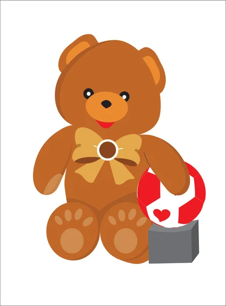 Teddy bear holding a ball — Stock Vector