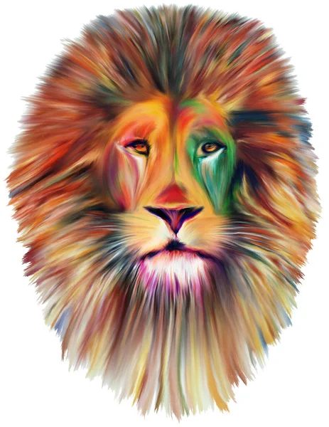 Face Leão Pintura Óleo Ilustração Arte — Fotografia de Stock