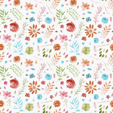 Çiçek El, yüksek çözünürlüklü, pürüzsüz desenli beyaz tuval üzerinde izole edilmiş suluboya resmi çizdi