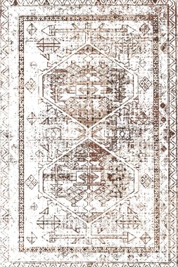 Persian and Folk inspired Original washed-out effect Carpet design and illustration with grunge texture 