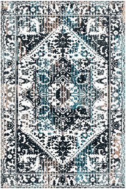 Persian and Folk inspired Original washed-out effect Carpet design and illustration with grunge texture 