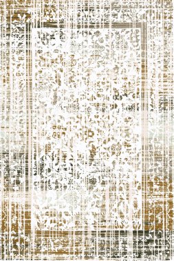 Persian and Folk inspired Original washed-out effect Carpet design and illustration with grunge texture 