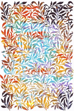 Persian and Folk inspired Original washed-out effect Carpet design and illustration with grunge texture 