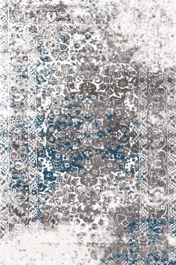 Persian and Folk inspired Original washed-out effect Carpet design and illustration with grunge texture 