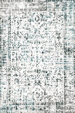 Persian and Folk inspired Original washed-out effect Carpet design and illustration with grunge texture 