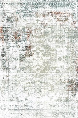 Persian and Folk inspired Original washed-out effect Carpet design and illustration with grunge texture 