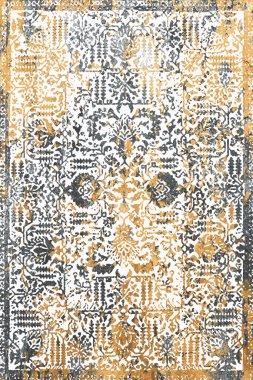 Persian and Folk inspired Original washed-out effect Carpet design and illustration with grunge texture 