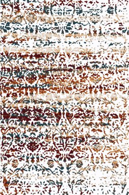 Persian and Folk inspired Original washed-out effect Carpet design and illustration with grunge texture 
