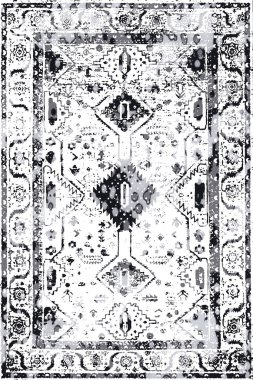 Folk inspired Original washed-out effect Carpet design and illustration with grunge texture 