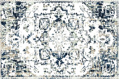 Folk inspired Original washed-out effect Carpet design and illustration with grunge texture 