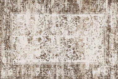Folk inspired Original washed-out effect Carpet design and illustration with grunge texture 