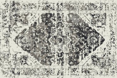 Folk inspired Original washed-out effect Carpet design and illustration with grunge texture 