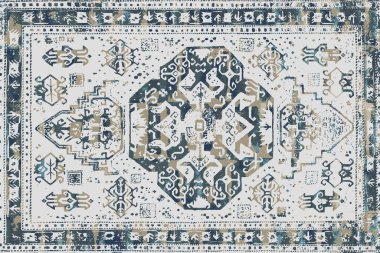 Folk inspired Original washed-out effect Carpet design and illustration with grunge texture 