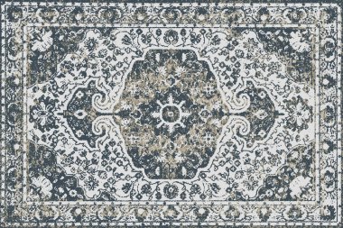 Folk inspired Original washed-out effect Carpet design and illustration with grunge texture 