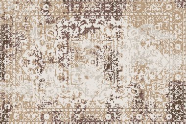 Folk inspired Original washed-out effect Carpet design and illustration with grunge texture 