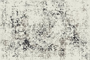 Folk inspired Original washed-out effect Carpet design and illustration with grunge texture 