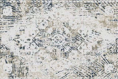 Folk inspired Original washed-out effect Carpet design and illustration with grunge texture 