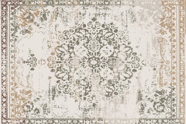 Folk inspired Original washed-out effect Carpet design and illustration with grunge texture 