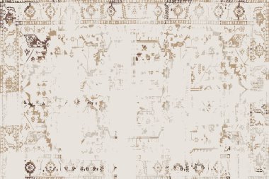 Folk inspired Original washed-out effect Carpet design and illustration with grunge texture 